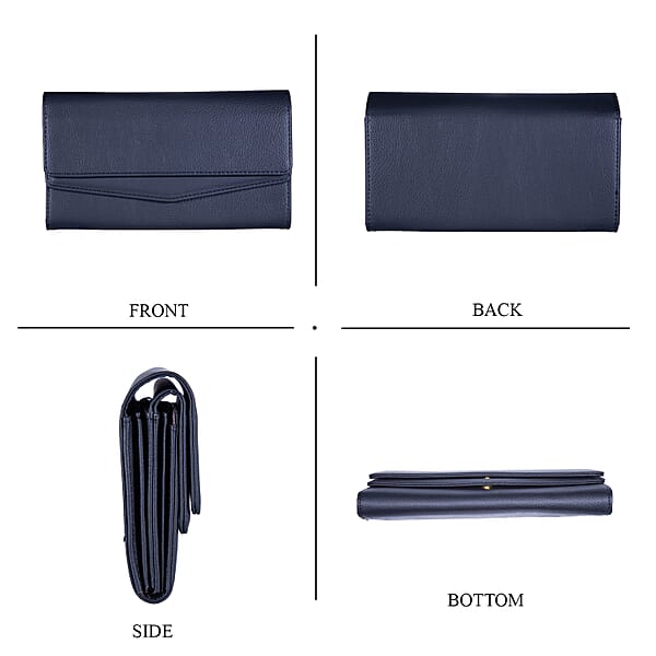 Passage Black Faux Leather 2 Flap Wallet