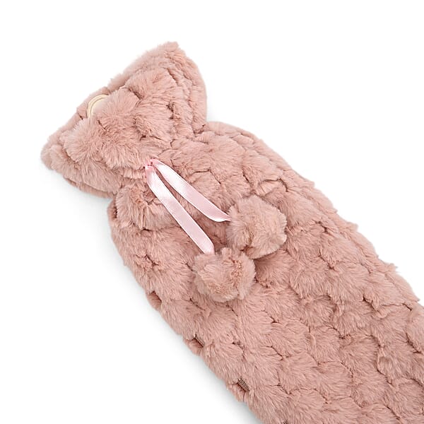Pink Rubber And Plush Sleeve Hot Water Bag