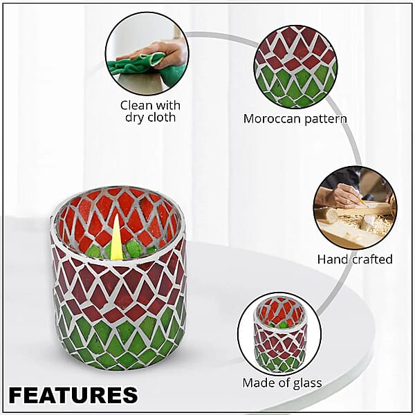 Set Of 3 Mosaic Tea Light Candle Holder