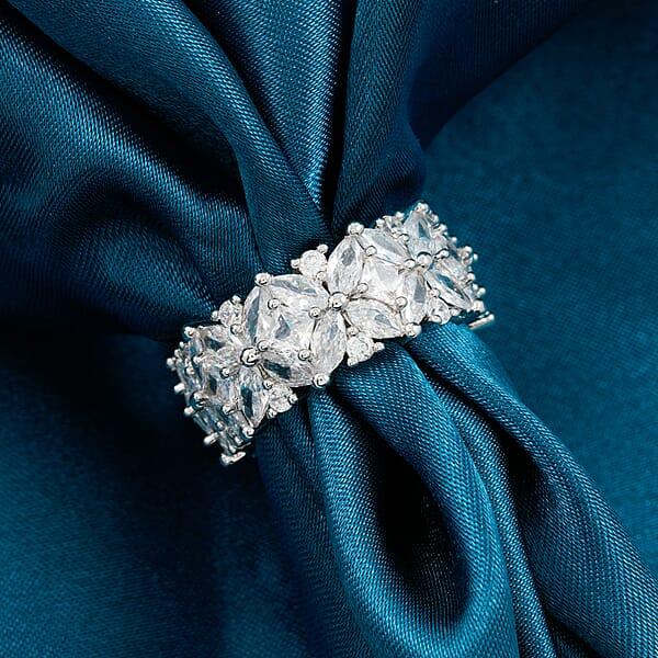 Simulated Diamond Ring In Silvertone