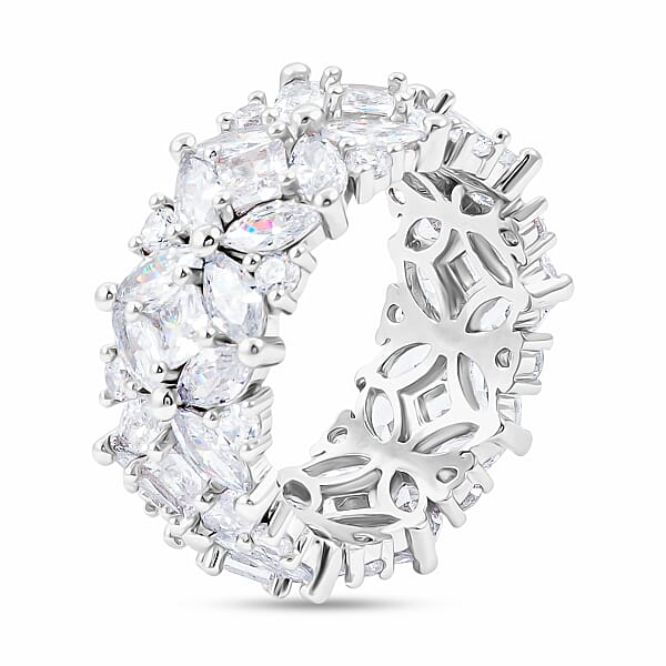Simulated Diamond Ring In Silvertone