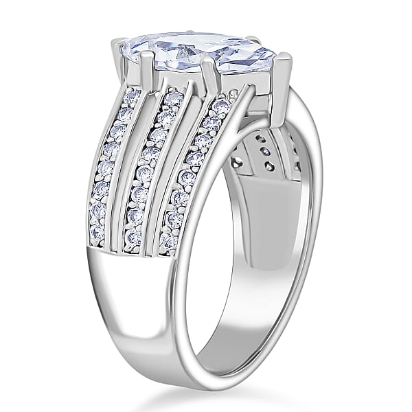 Simulated Diamond Ring In Silvertone