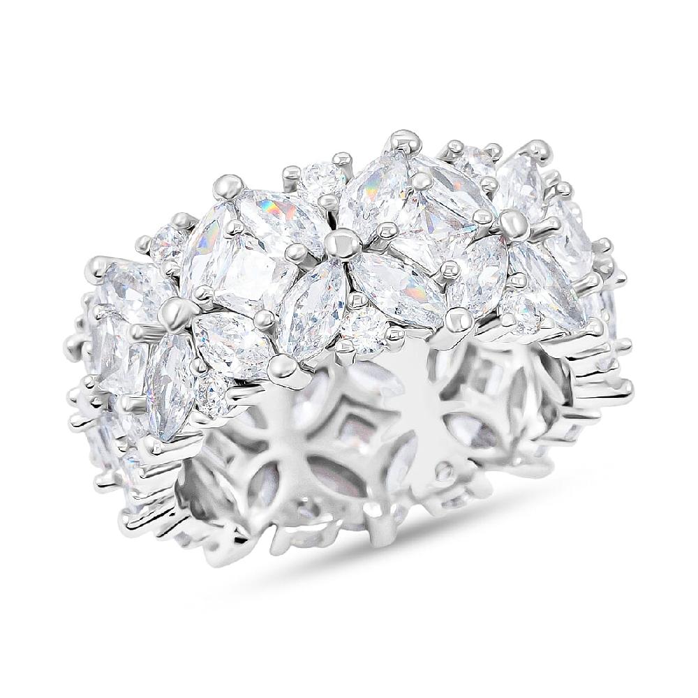 Simulated Diamond Ring in Silvertone