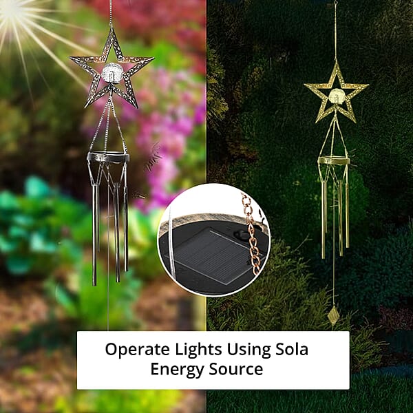 Star Solar Wind Chime With 1 Bright LED