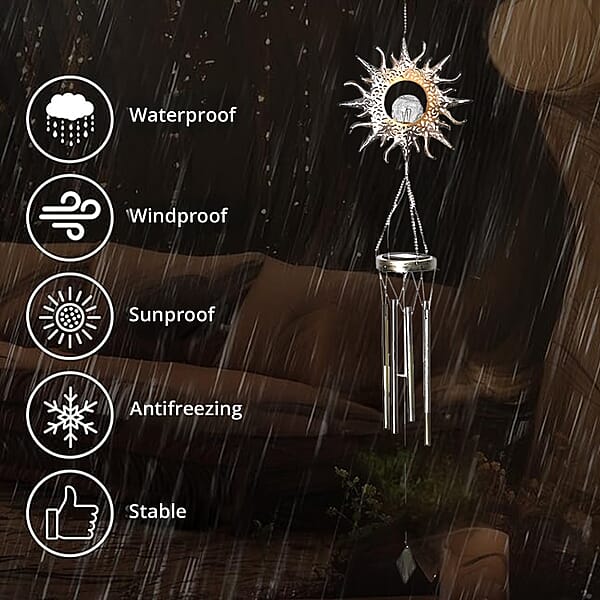 Sun Solar Wind Chime With 1 Bright LED