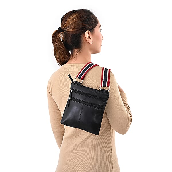 Tamsy Black Genuine Leather Crossbody Bag