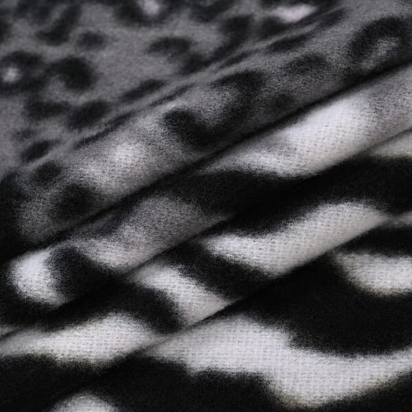 Tamsy Black Gray Tiger Print Shawl