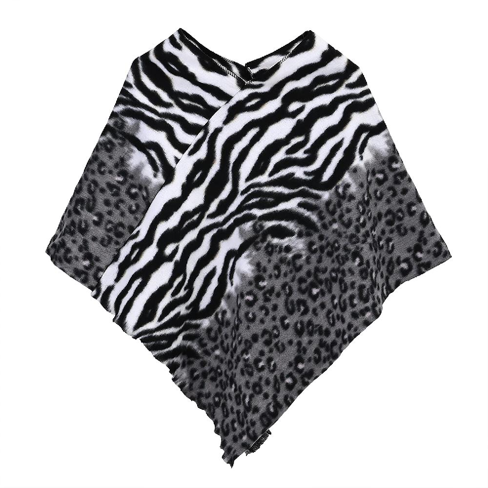 Tamsy Black Gray Tiger Print Shawl
