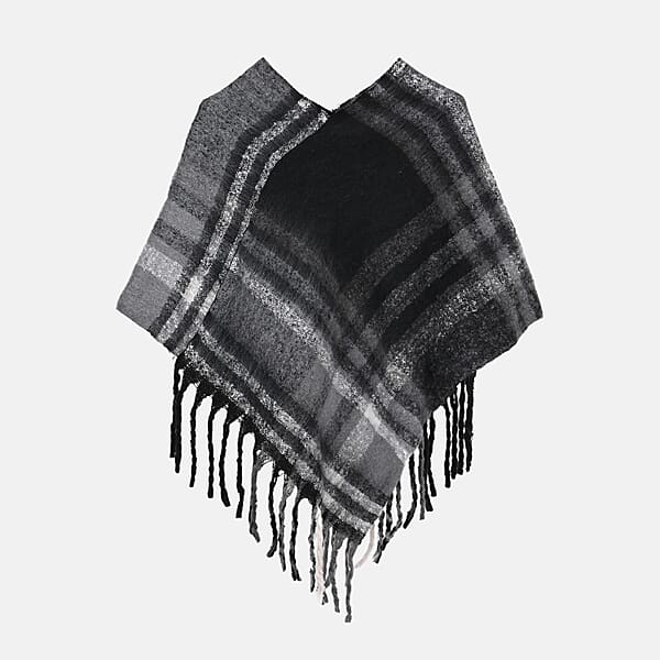 Tamsy Black Shawl With Fringes