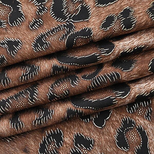 TAMSY Camel Leopard Print Scarf