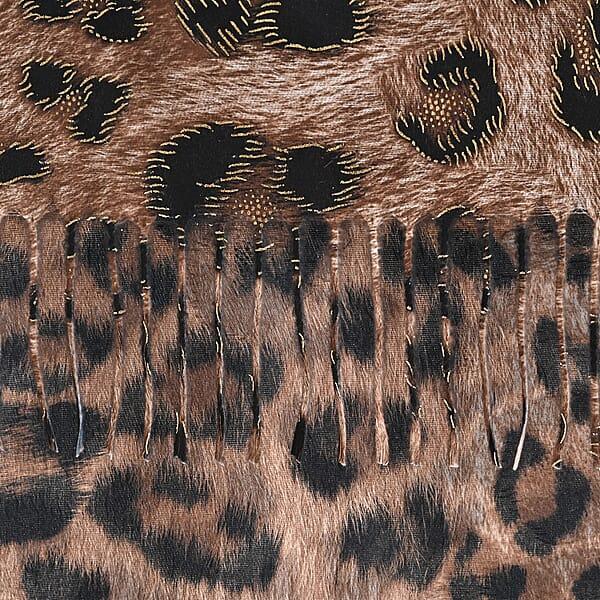 TAMSY Camel Leopard Print Scarf