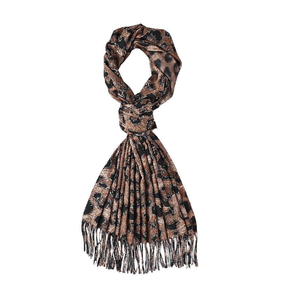 TAMSY Camel Leopard Print Scarf