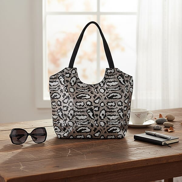 Tamsy Leopard Sequin Tote Bag