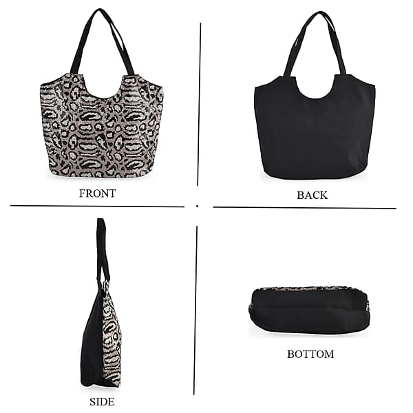 Tamsy Leopard Sequin Tote Bag