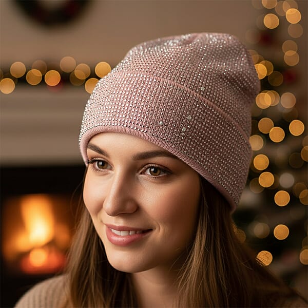 Tamsy Pink Knitted 2pcs Beanie