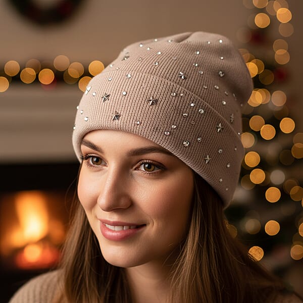 Tamsy Pink Knitted 2pcs Beanie