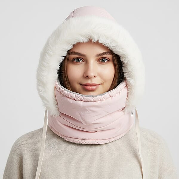 Tamsy Pink Winter Hat With Face Mask