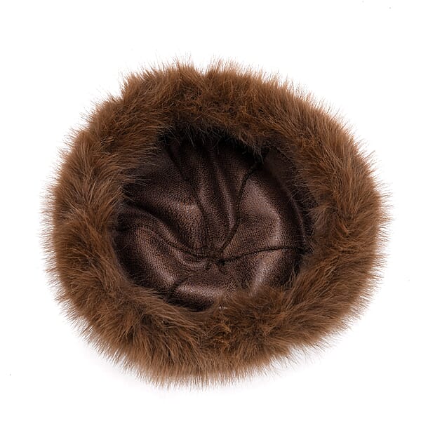 Tamsy Set Of 2 Brown Faux Fur Round Hat