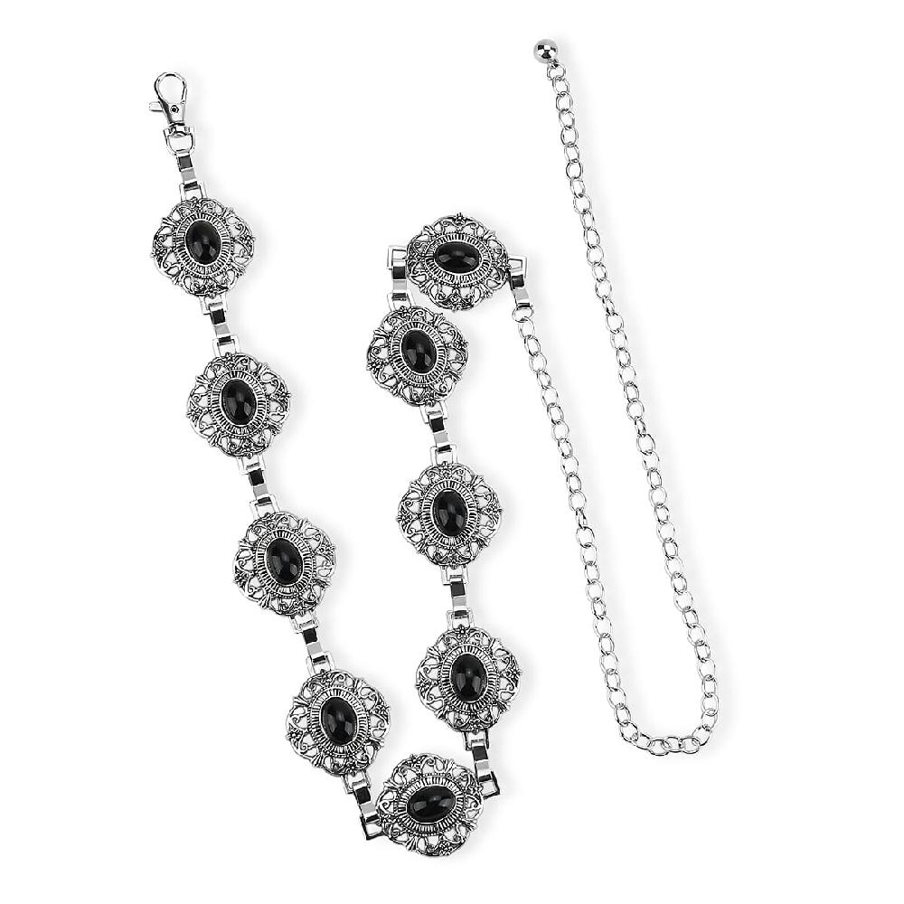 Tamsy Silvertone Floral Design Concho Belt