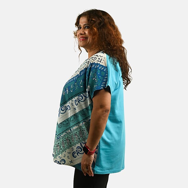 Teal Mandala Oversized Shirt-S