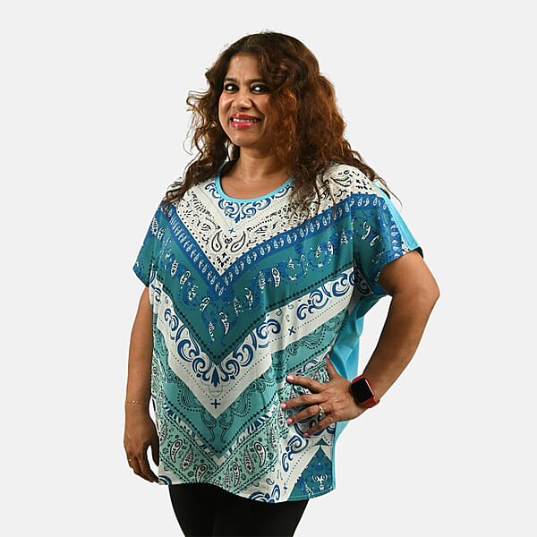 Teal Mandala Oversized Shirt-S