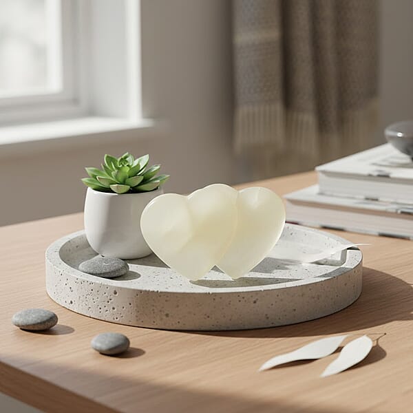 White Quartz Double Heart -Medium 1394 Ctw