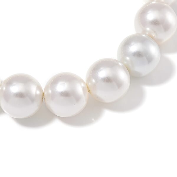 White Shell Pearl 12mm Stretch Bracelet