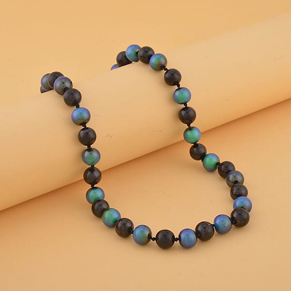 Shungite And Color Change Hematite 368.00 Ctw Beaded Necklace In Rhodium Over Sterling Silver 18-20 Inches