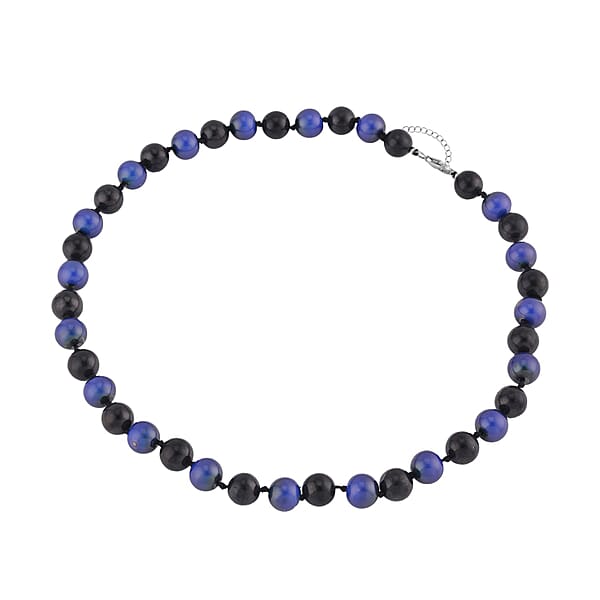 Shungite And Color Change Hematite 368.00 Ctw Beaded Necklace In Rhodium Over Sterling Silver 18-20 Inches