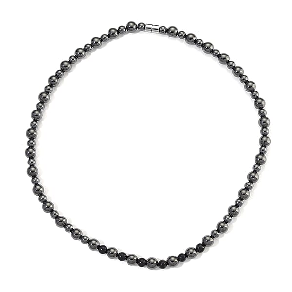 Shungite And Hematite 370.00 Ctw Beaded Fancy Necklace In Silvertone 20 Inches
