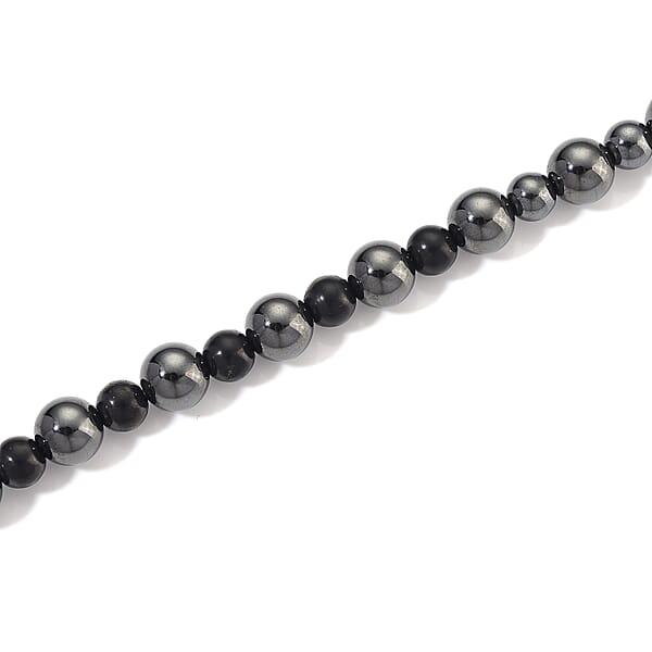 Shungite And Hematite 370.00 Ctw Beaded Fancy Necklace In Silvertone 20 Inches