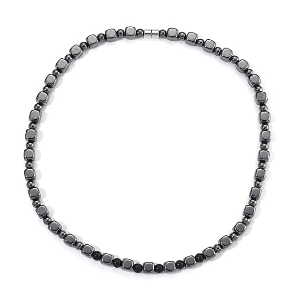 Shungite And Hematite 448.00 Ctw Beaded Necklace In Silvertone 20 Inches