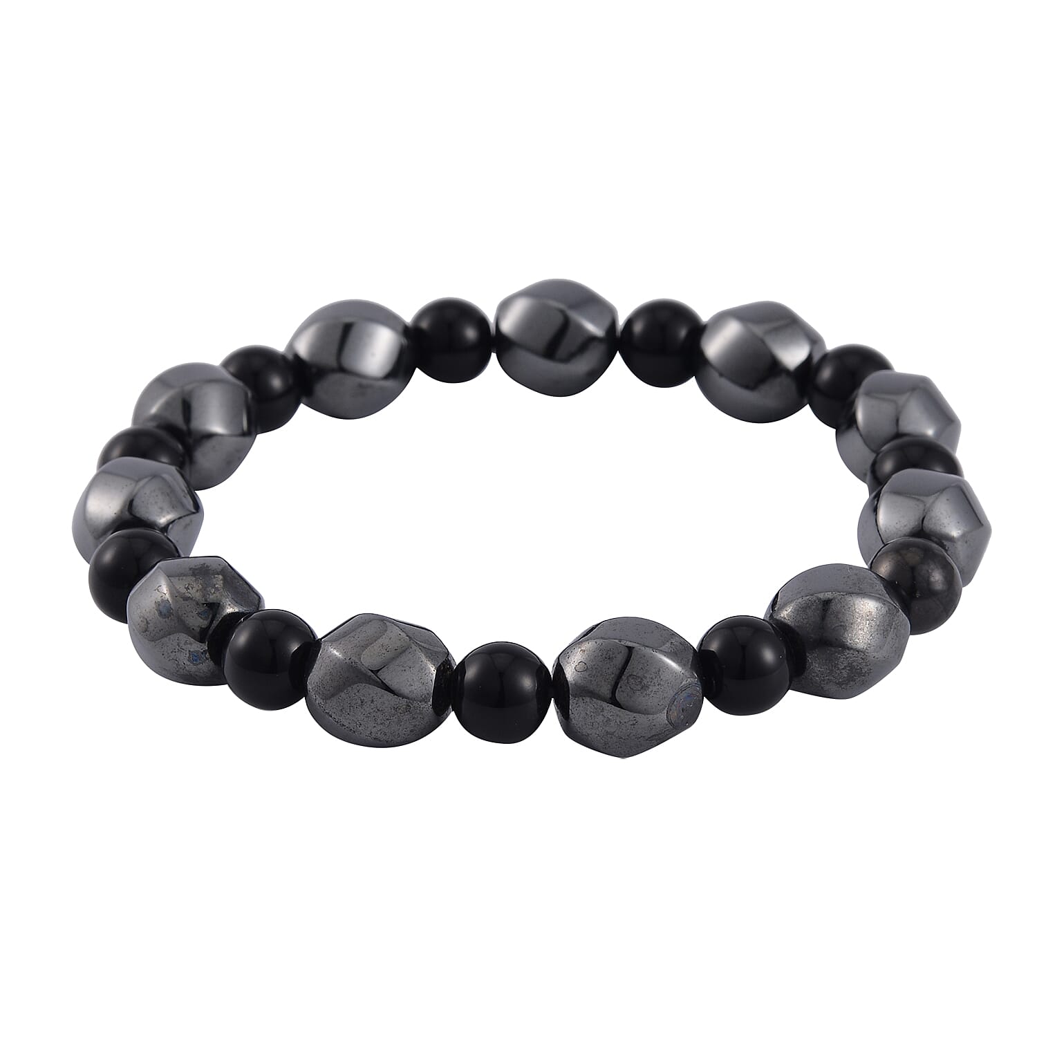 Shungite and Magnetic Hematite 50.10 ctw Beaded Stretch Bracelet