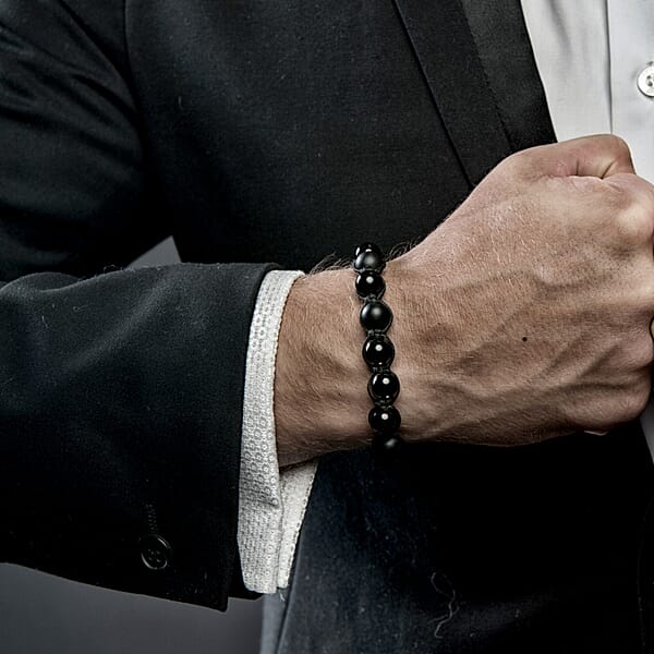Shungite Beaded Stretch Bracelet 128.00 Ctw