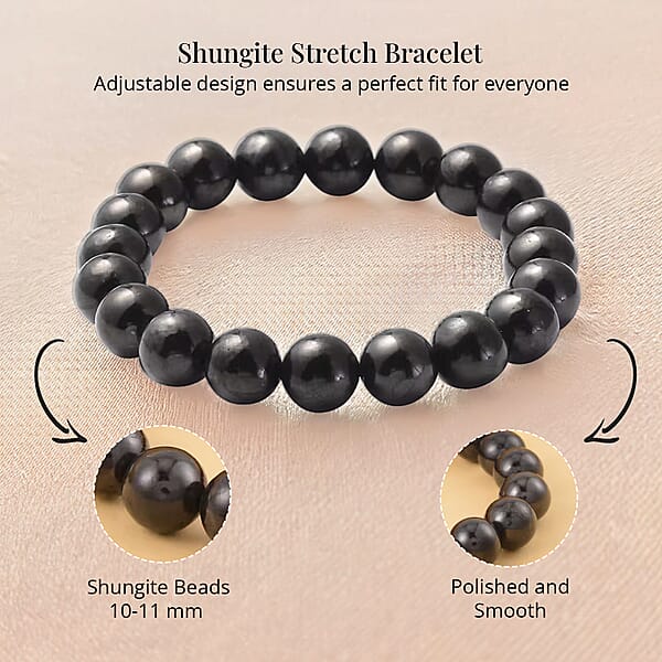 Shungite Beaded Stretch Bracelet 128.00 Ctw