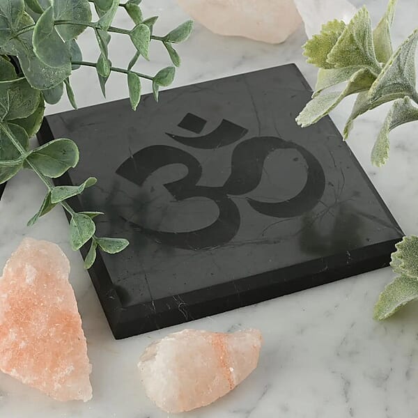 Shungite OM Square Tile 10cm Approx. 1330 Ctw