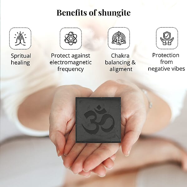 Shungite OM Square Tile 10cm Approx. 1330 Ctw
