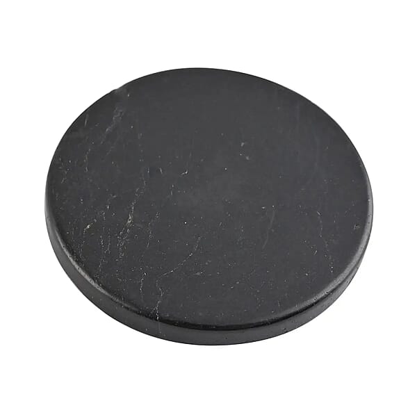 Shungite Plain Round Cellphone Large Tile Decorative Black Mineral Tile For Mobile Phones 1.25 Approx. 35ctw