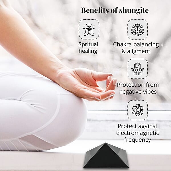Shungite Pyramid Decorative Figurine 10 Cm Approx 597.00 Ctw Home Decor Figurine Table Décor Living Room Decor Gift Item