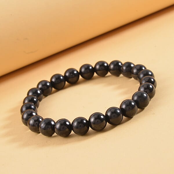 Shungite Round Beaded Stretch Bracelet 113.00 Ctw
