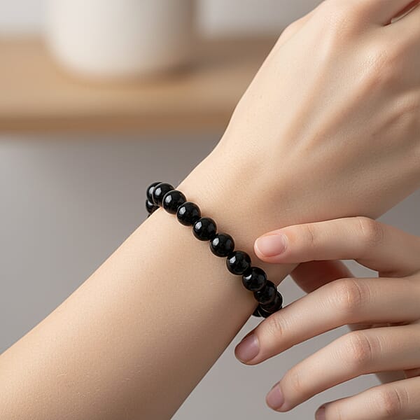 Shungite Round Beaded Stretch Bracelet 113.00 Ctw