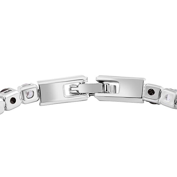 Simulated Black And White Diamond Tennis Bracelet In Silvertone (8.00 In)