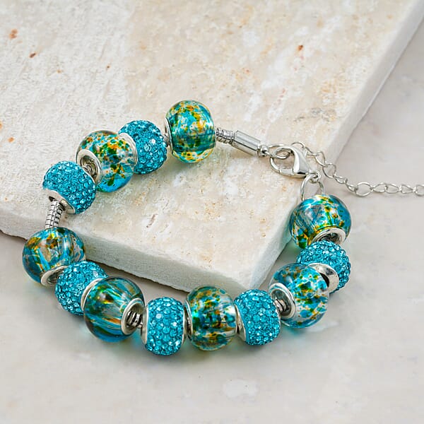 Simulated Blue Diamond Bracelet In Silvertone (7.50-9.50In)