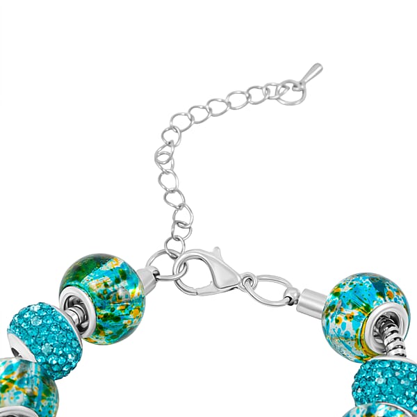 Simulated Blue Diamond Bracelet In Silvertone (7.50-9.50In)