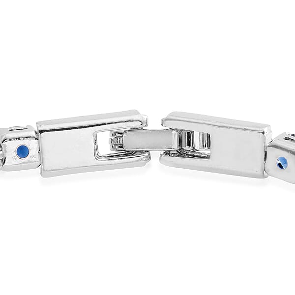 Simulated Blue Quartz Tennis Bracelet In Silvertone (8.00 In)