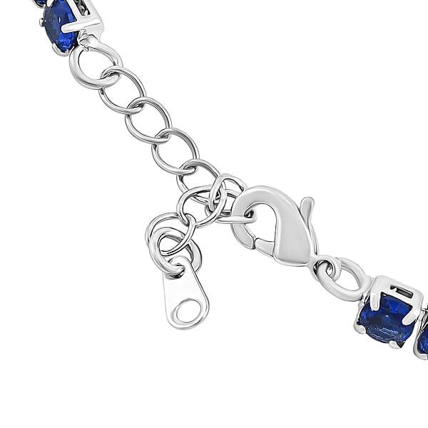 Simulated Ceylon Blue Sapphire Bracelet In Silvertone (7.50 In) 9.65 Ctw