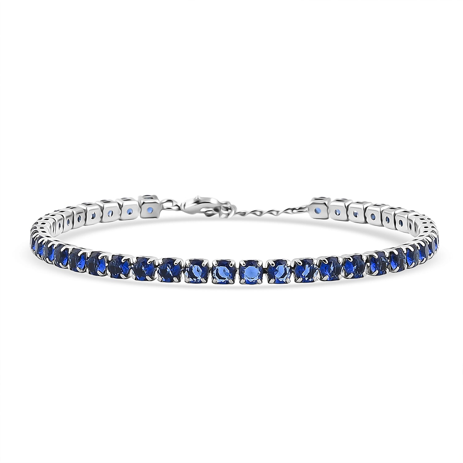 Simulated Ceylon Blue Sapphire Bracelet in Silvertone (7.50 In) 9.65 ctw