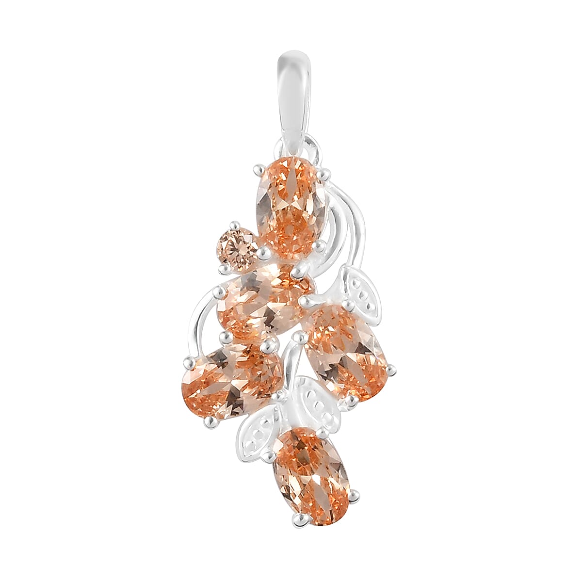 Simulated Champagne Color Diamond Pendant without Chain in Sterling Silver
