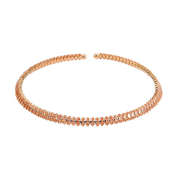 Simulated Champagne Diamond Choker Necklace 15-16 Inches In Goldtone 35.00 Ctw