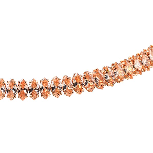 Simulated Champagne Diamond Choker Necklace 15-16 Inches In Goldtone 35.00 Ctw